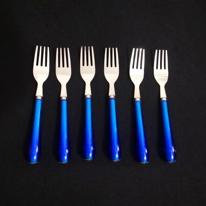 6Pcs%20Stainless%20Steel%20Fork%20Spoon%20Set%20For%20Kitchen%20&%20Dining%20-%20Multicolor%20-%20Set%20Of%206%20Stainless%20Steel%20Forks%20And%20Spoons%20-%20Image%203
