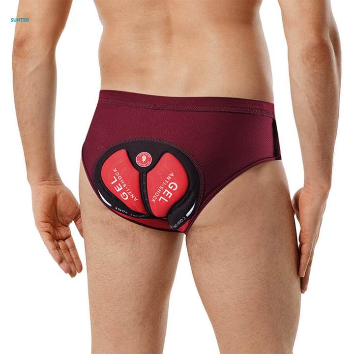 MTB Bike Underwear, Bicycle Undershorts Briefs ' Padded Cycling Shorts for Folding Bike Cycling Accessories , Deep Red XXXL