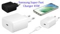 Samsung 45W Super Fast Charger Double Type-C Cable For Galaxy Note 10 Plus Note 10+ 5G USB C Fast Charging Wall Charger.