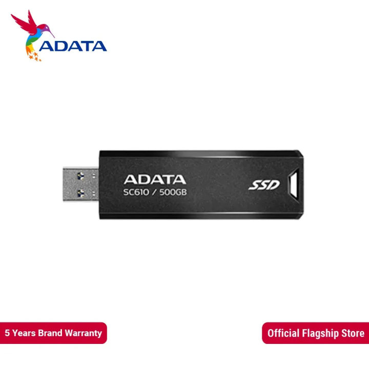 ADATA SC610 500GB External Solid State Drive with USB 3.2 Gen2 and Up to 550 MB/s Transfer Speed