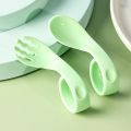 Safety Curly Handle Baby Spoon Fork for Baby Toddler Feeding Training Utensils Infant Children Spoon Tableware Food Grade PP.