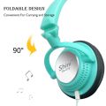 (New) wired headphones without microphone Shini 3.5mm earphones foldable gaming headset Super Bass stereo music headset for PC phones. 