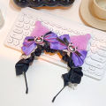 1Pcs Sanrio Cartoon Anime Kuromi Little Devil Hairband Simulation Plush Cute Ears Headband Girls Exhibition Accessories.