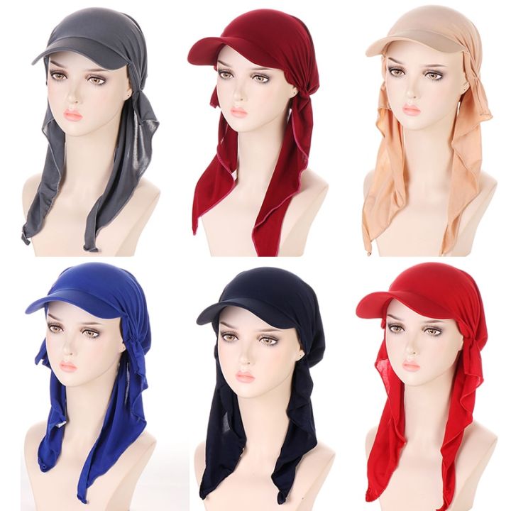 Muslim%20Hijab%20Turban%20Hat%20for%20Women%20Girls%20Baseball%20Cap%20Sun%20Hats%20Headscarf%20Scarf%20Cap%20Solid%20Color%20Fashion%20Women%20Soft%20Underscarves%20-%20Image%204