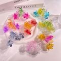 New Gradient Color Egg Flower Hair Clip Simple Style Transparent Flower Shape Claw Clip Hair Accessories Headwear Ponytail Hairpin.