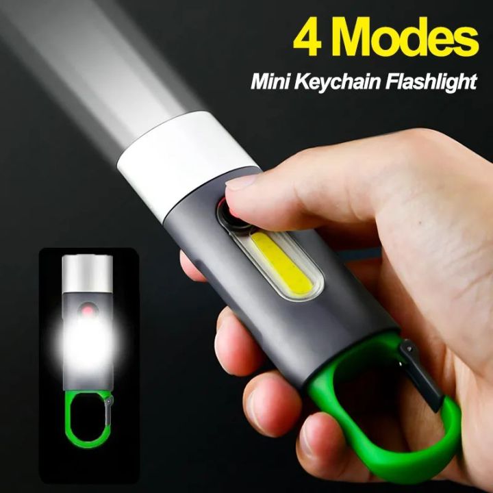 USB Rechargeable LED Keychain Torch - Mini Pocket Camping Flashlight