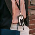 Portable - Lanyard Pen Holder Keychain - Faux PU Leather - Retro - Pen Protector Keyring - Business, Organizer Accessories Gift For Man - Anti-lost. 