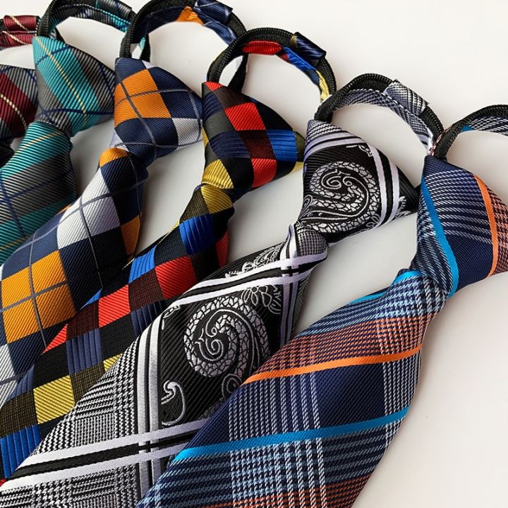 Pre-tied%20Necktie%20For%20Men%20Women%20Paisley%20Style%20Zipper%20Tie%20Plaid%20Stripes%20Jacquard%20Classic%208cm%20Business%20Tie%20Men%20Wedding%20Accessories%20-%20Image%203