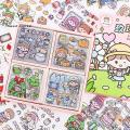 Sweet Journal INS Cute Cartoon Girl Series PET Waterproof Stickers Album Diary Journal Phone Decorative Scrapbooking DIY Sticker. 