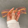 Square Rimeless Metal Frame Leopard Cute Sunglasses men or Women Brand Designer Sun Glasses. 