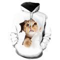 New Cute 3d Cat Hoodie Men's Women's Sweatshirt Harajuku Hooded Autumn Boys And Girls Animal White Streetwear Pullover. 