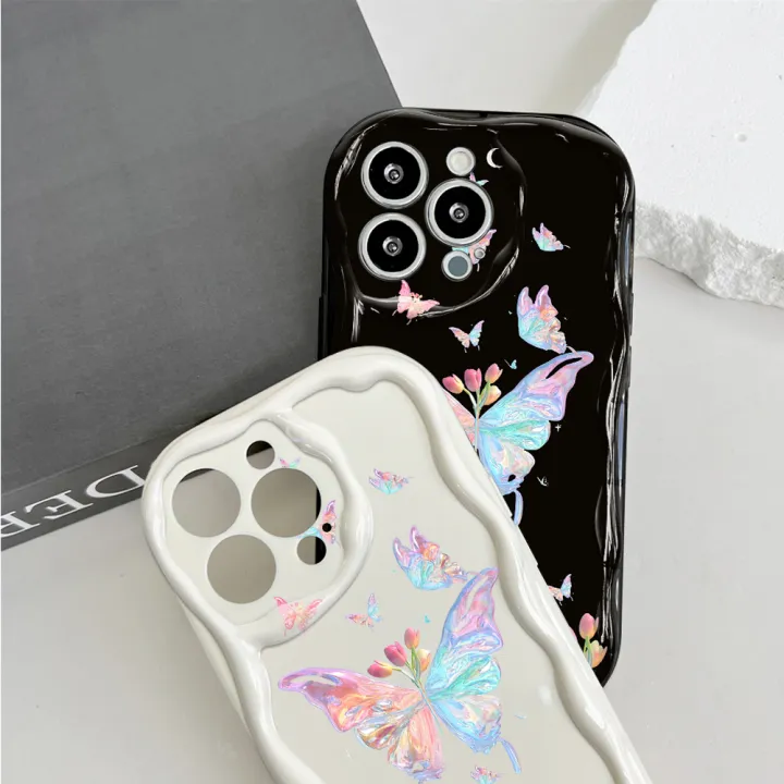 Hontinga%20for%20Realme%2011%204G%20Back%20Cover%20Colorful%20Butterfly%20Phone%20Case%20Cream%20Texture%20Wavy%20Edge%20Soft%20Mobile%20Cover%20-%20Image%205