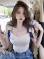 Sexy Hot Girl Sleeveless Vest T T-shirt Women's Summer New French Bow Lace-up Sweet and Spicy Sleeveless Short Top. 