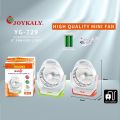 JOYKALY YG-729 Portable Rechargeable LED Light AC/AD Electronic Fan with 8" inches High Speed Blade. 