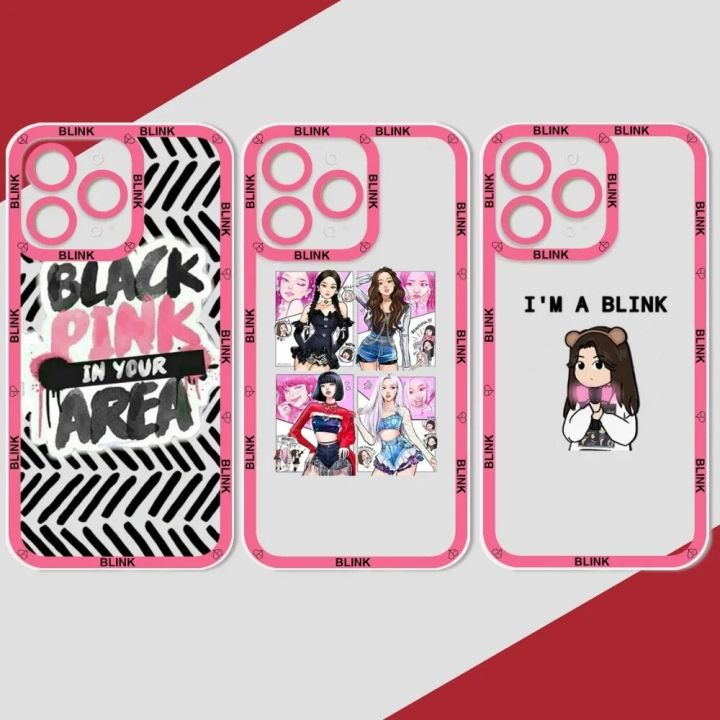 Blink B-BLACK-pink Kpop Phone Case Phone Case For IPhone 11 12 13 Mini Pro Max 14 Pro Max Case Shell Funda Cover