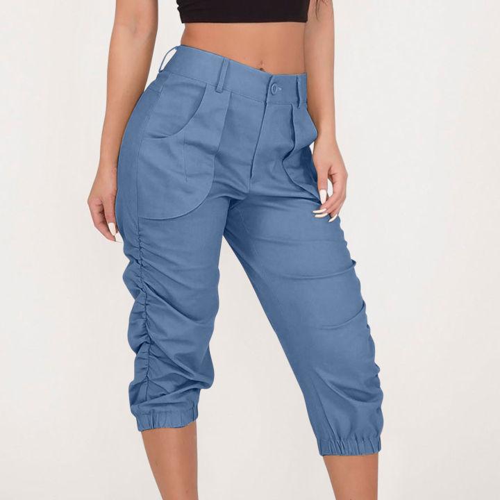Womens Summer Cropped Pants Women Cargo Pants Cropped Trousers