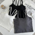 Women Camisole Vest Summer Sleeveless Cotton Bustier With Pads Soft Elastic Vest Top Thin Seamless Bralette Spice Girls Tank Top. 