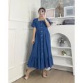Ladies Cotton Soft Maxi Dress – Comfortable Buttoned Style for Women.