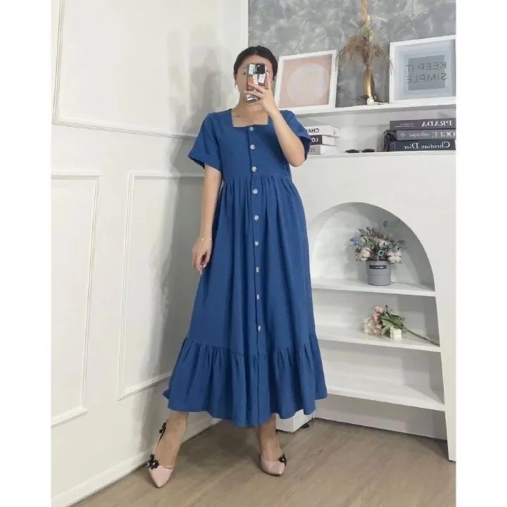 Ladies%20Cotton%20Soft%20Maxi%20Dress%20%E2%80%93%20Comfortable%20Buttoned%20Style%20for%20Women%20-%20Image%204