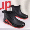 Rain Boots Men's Winter Construction Site Labor Protection Rain Boots Waterproof Non-Slip Wear-Resistant Rainy Day Fishing Work Water Shoes Thick Sole Fleece-Lined. 