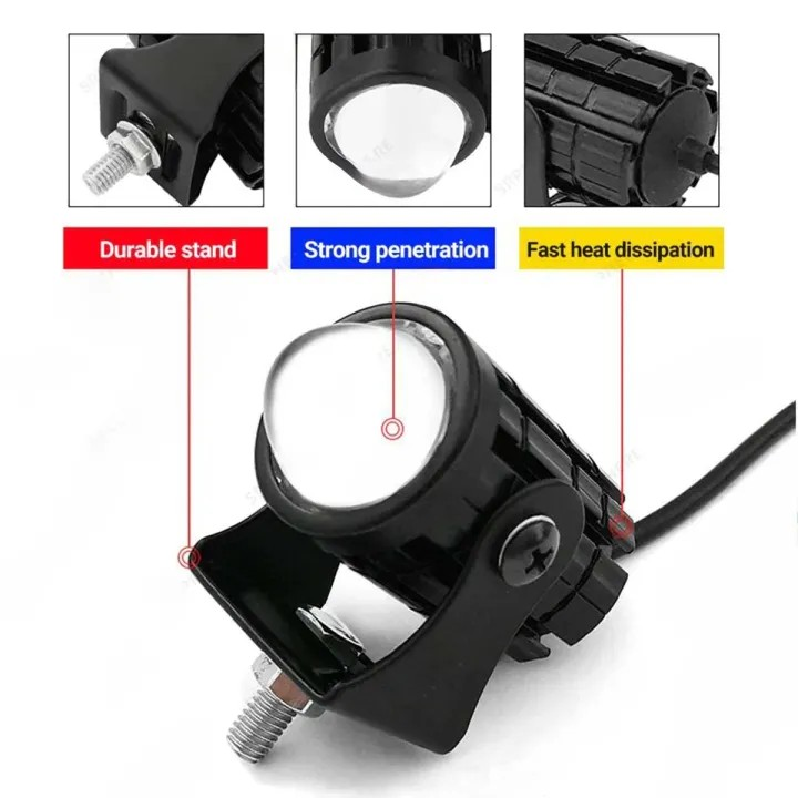 Motorcycle Or Car Mini Drivig Fog Light 1&2 Pcs 2 Colour White and Yellow 3 Cable With & Without Switch