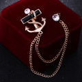 Anchor Stone Chain Brooch For Men & Women Fashion Suit Accessories. 