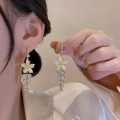 Opal Flower Earrings Acrylic Rhinestone Tassel Fashion Stud Earrings Elegant 1 Pair Jewelry for Women. 