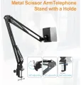 Overhead Video Stand Phone Holder Articulating Arm Phone Mount Table Top ChromLives Scissor Boom Arm Articulating Phone Stand Tablet Phone Holder for Streaming Phone.