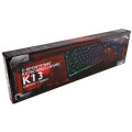 K-13 Keyboard Mouse Combo Rainbow Backlit Multimedia Ergonomic Usb Gaming Keyboard + Wired 2400DPI 4 Buttons Optical LED Usb Gaming Mouse Sets. 