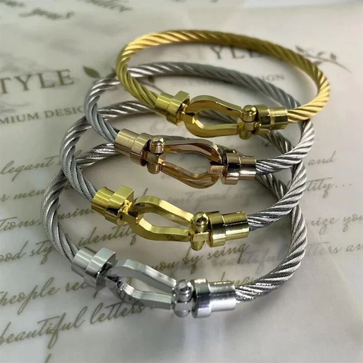 Bracelet%20Punk%20Rock%20Style%20Men%20Women%20Wrist%20strap%20Horseshoe%20Knot%20Cable%20Stainless%20Steel%20Wire%20Rope%20Braided%20Bangle%20Couple%20Gift%20Jewelry%20-%20Image%204