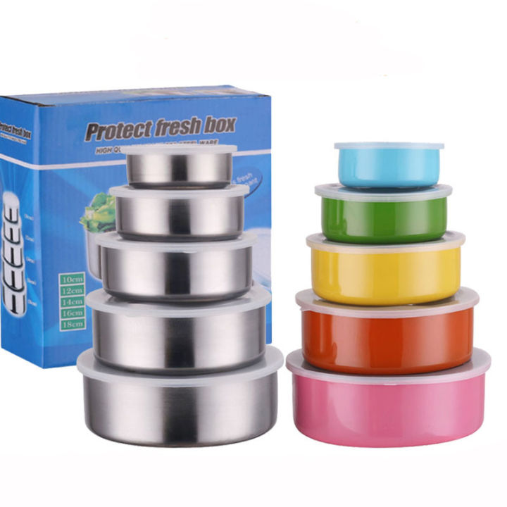 Five-piece%20stainless%20steel%20crisper%20kitchen,%20refrigerator,%20crisper%20bowl,%20ice%20bowl%20set,%20food%20storage,%20promotional%20giveaway,%20lunch%20box%20-%20Image%202