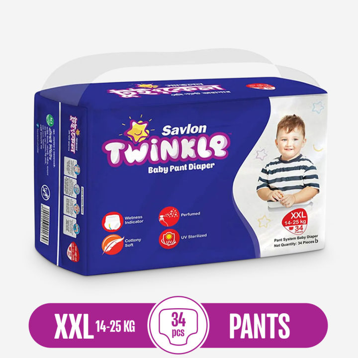 Savlon Twinkle Baby Pant Diaper XXL 34 Pieces