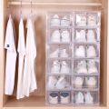 6pcs/Set Fold Plastic Shoes Case Thickened Transparent Drawer Case Plastic Shoe Boxes Stackable Box Shoe Organizer Shoebox. 