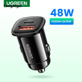 UGREEN Car Charger 30W PD Quick Charge QC4.0 3.0 SCP Type C Fast USB Car Charger For iPhone 14 13 12 Xiaomi Mobile Phone Charger. 
