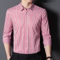 Men's Stretch Striped Shirt Long Sleeve Non Iron Button Up Stripe Business Formal Shirt Regular Fit Stylish Dress Shirts for Men. 