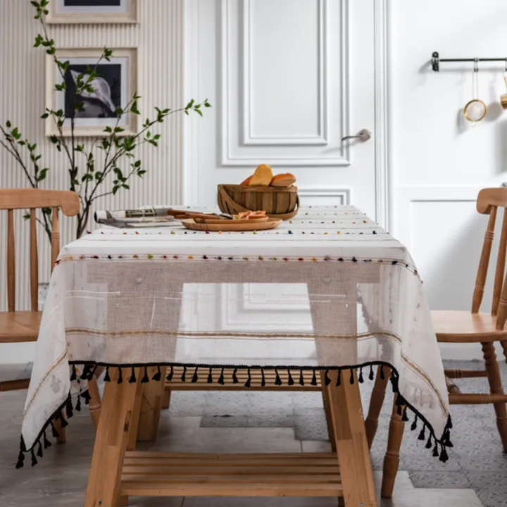 Le%20Xuan%20Xiu's%20new%20Nordic%20simple%20rainbow%20horizontal%20stripe%20jacquard%20tablecloth,%20coffee%20table%20cover%20towel,%20black%20tassel%20cotton%20and%20linen%20fabric%20-%20Image%202
