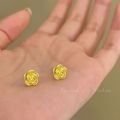 Golden Flower Stud Earrings Feminine Temperament Sense of Luxury 2023 New Trendy Ins Style Earrings Earrings Douyin Live Broadcast. 