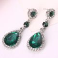 Korean Long Crystal Water Droplets Dangle Earrings for Women Elegant Cubic Zirconia Drop Ear Fashion Wedding Party Jewelry. 