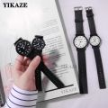YIKAZE Women's Wristwatch Simple Black White Women Quartz Watch Silicone Strap Wristwatch Big Dial Woman Minimalist Design Watch.