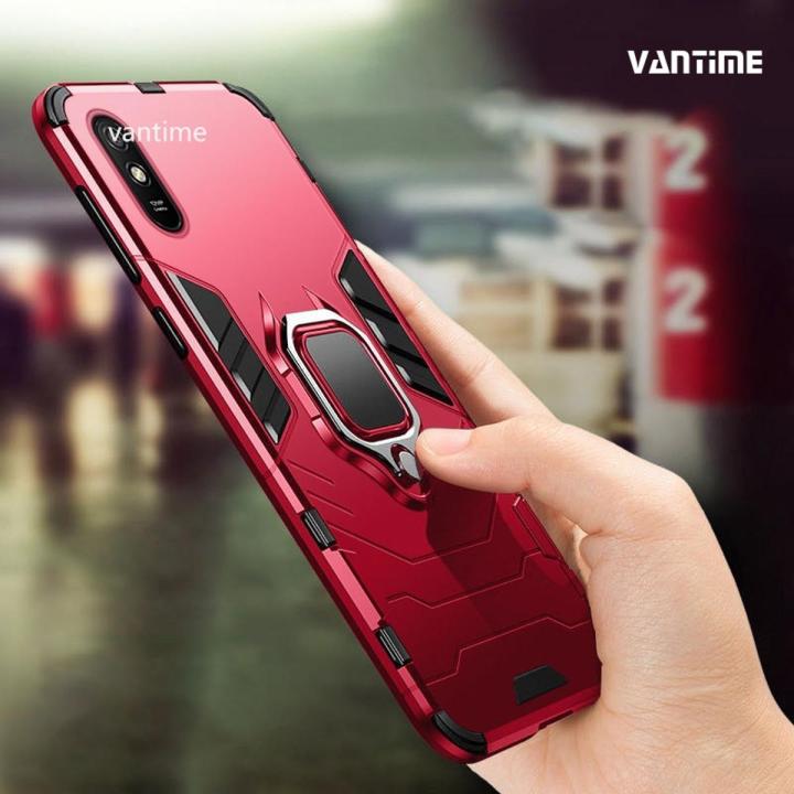 Vantime for Redmi 9A Case Hard Shockproof Stand Holder Cover