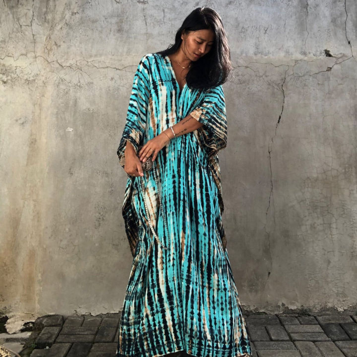 Plus%20Size%20Boho%20Cover%20Up%20Loose%20Dress%20Women%20Summer%20Tie%20Dye%20Kaftan%20Print%20Striped%20Bat%20Sleeve%20V%20Neck%20Split%20Maxi%20Beachwear%20Dress%20House%20Foocus%20-%20Image%203