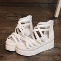 OIMG Womens Ladies Girls Korean Sandals For Women Fashion Women’Sround Toe Shoes Cross Strap Muffin Bottom Non-Slip Sandals Wedge Sandals Female Shoes Women Shoes.