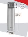 MILTON Aqua 1000 Stainless Steel Water Bottle, 750 ml, Silver. 