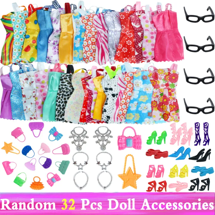 Random%201%20Set%20Doll%20Accessories%20for%20Barbie%20Doll%20Shoes%20Boots%20Mini%20Dress%20Handbags%20Crown%20Hangers%20Glasses%20Doll%20Clothes%20Kids%20Toys%2012''%20-%20Image%203