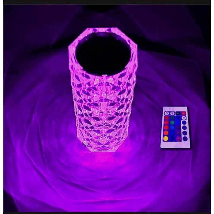 Rose Crystal table Lamp 16 Color Changing RGB Touch Lamp USB Romantic LED Rose Diamond desk Lamps for Bedroom Living