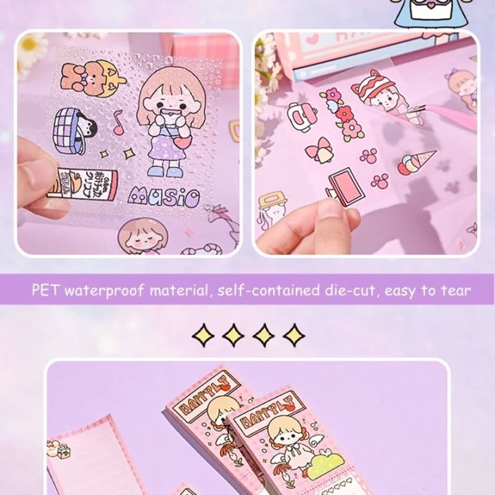 Kawaii%20100%20Hand%20Account%20Stickers%20Note%20Gift%20Box%20Children's%20Girl%20Cute%20Tape%20Stickers%20Cut-free%20Waterproof%20Decorative%20Stickers%20Set%20-%20Image%204