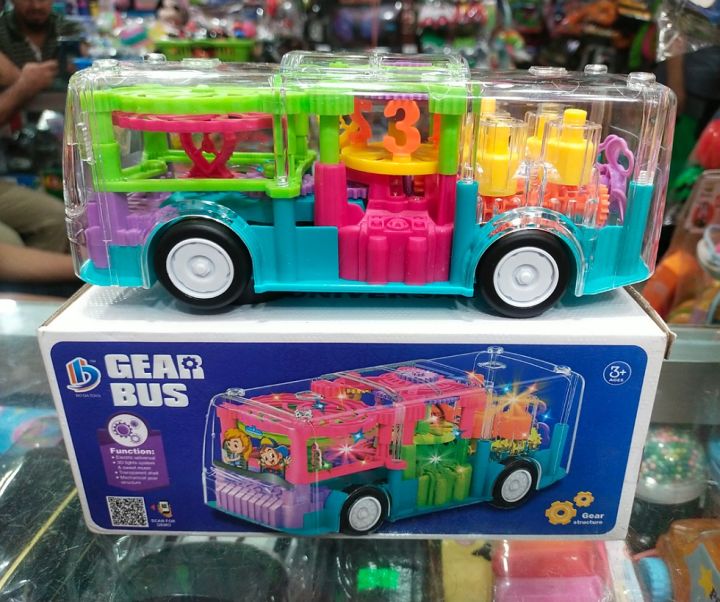 Realistic transparent gear bus battery operated bus funny toy bus with transparent 3d stage multi colored lights - Minimalistic Sophistication