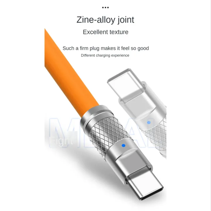 120W%206A%20Super%20Fast%20Charge%20USB%20C%20Charging%20Cable%20USB%20Type-C%20Charging+Data%20Transfer%202-In-1%20Mobile%20Phone%20Cable%20Orange(1M)%20-%20Image%204