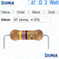 47 ohm 2 watt Two watt Resistor ±5% 47Ω 47 ohms Metal Oxid Film Resistance. 