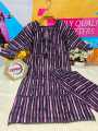 Stitched China Linen Long Gown For Women With A Screen Print Design Comfortable And Fashionable Size 42. 